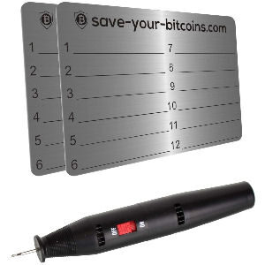 Placa de metal para guardar 24 claves privadas de tu billetera de criptomonedas